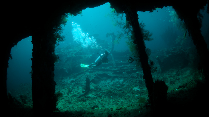 Tulamben Bali Indonesia Diver Liberty Wreck
