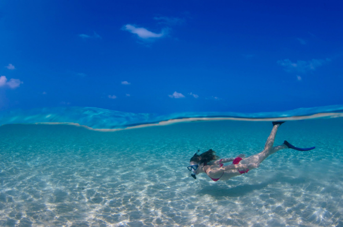 Maldives Vaavu Snorkeler Shallows