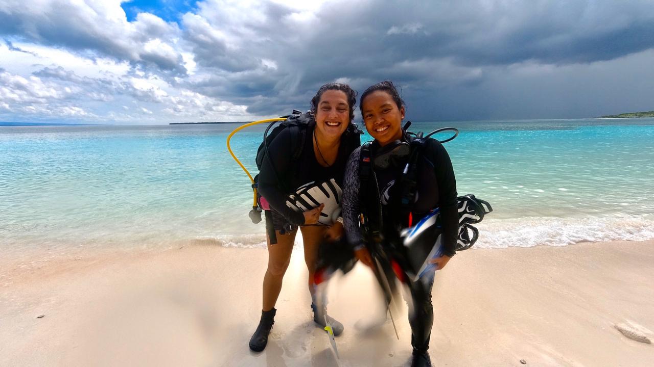 Serena alongside intern Putri at the Bira Project in Sulawesi