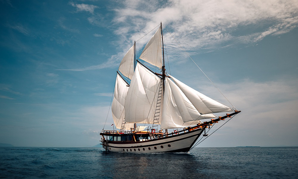 The romantic Senja phinisi offers intimate charters to Indonesia’s hidden gems.
