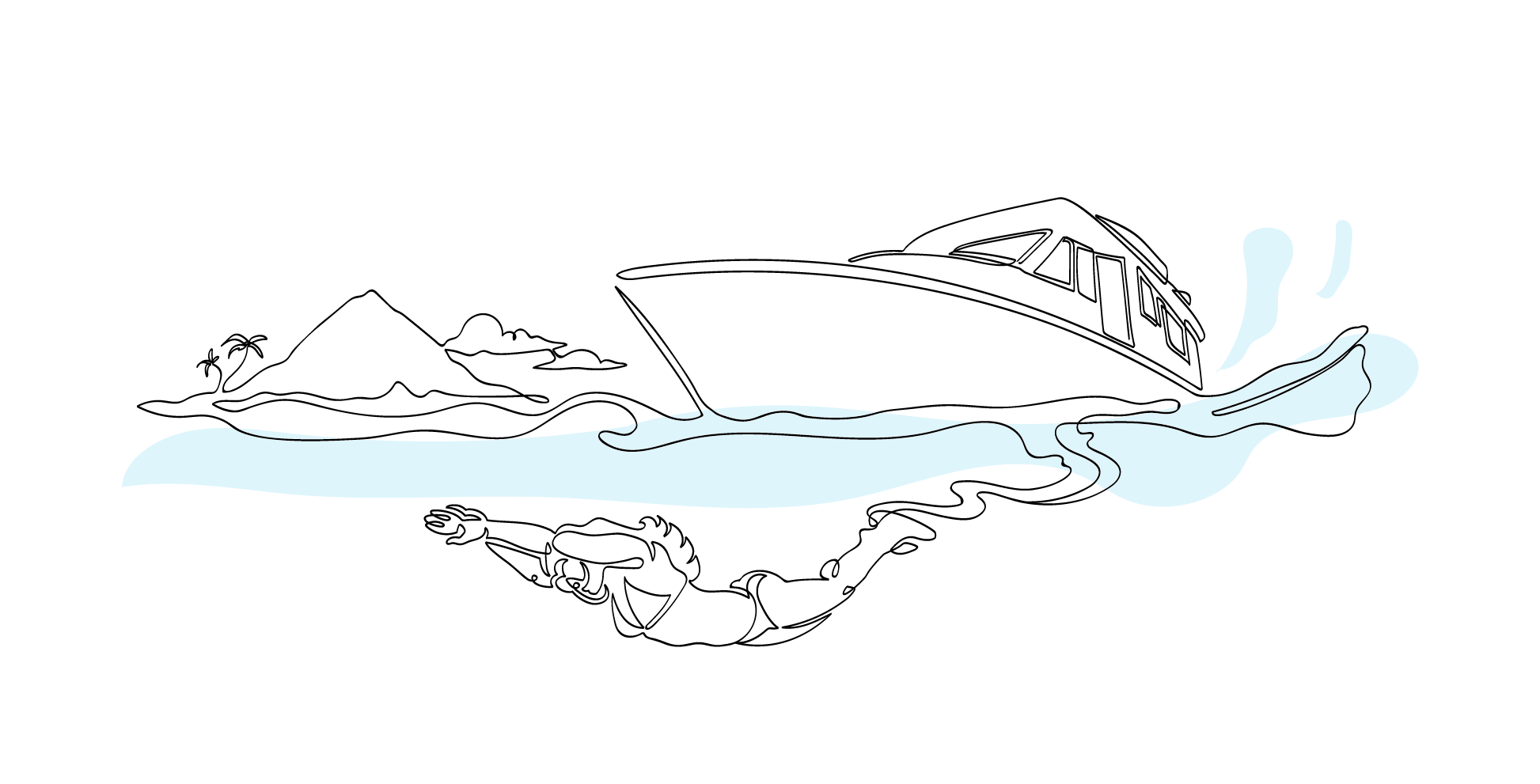 Zublu Illustrations Boat Snorkeler