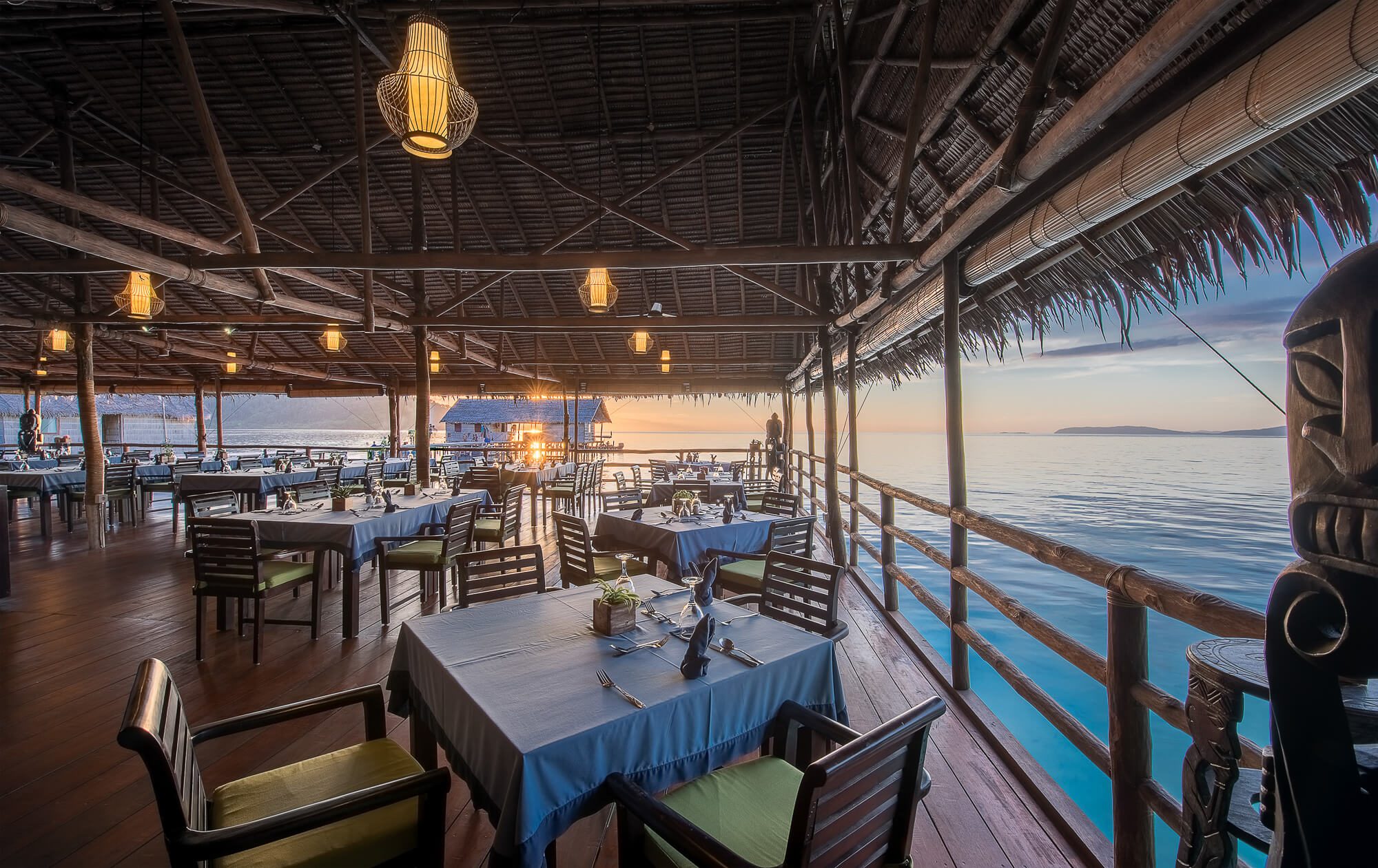 Overwater restaurant at Papua Paradise Eco Resort, Raja Ampat, Indonesia